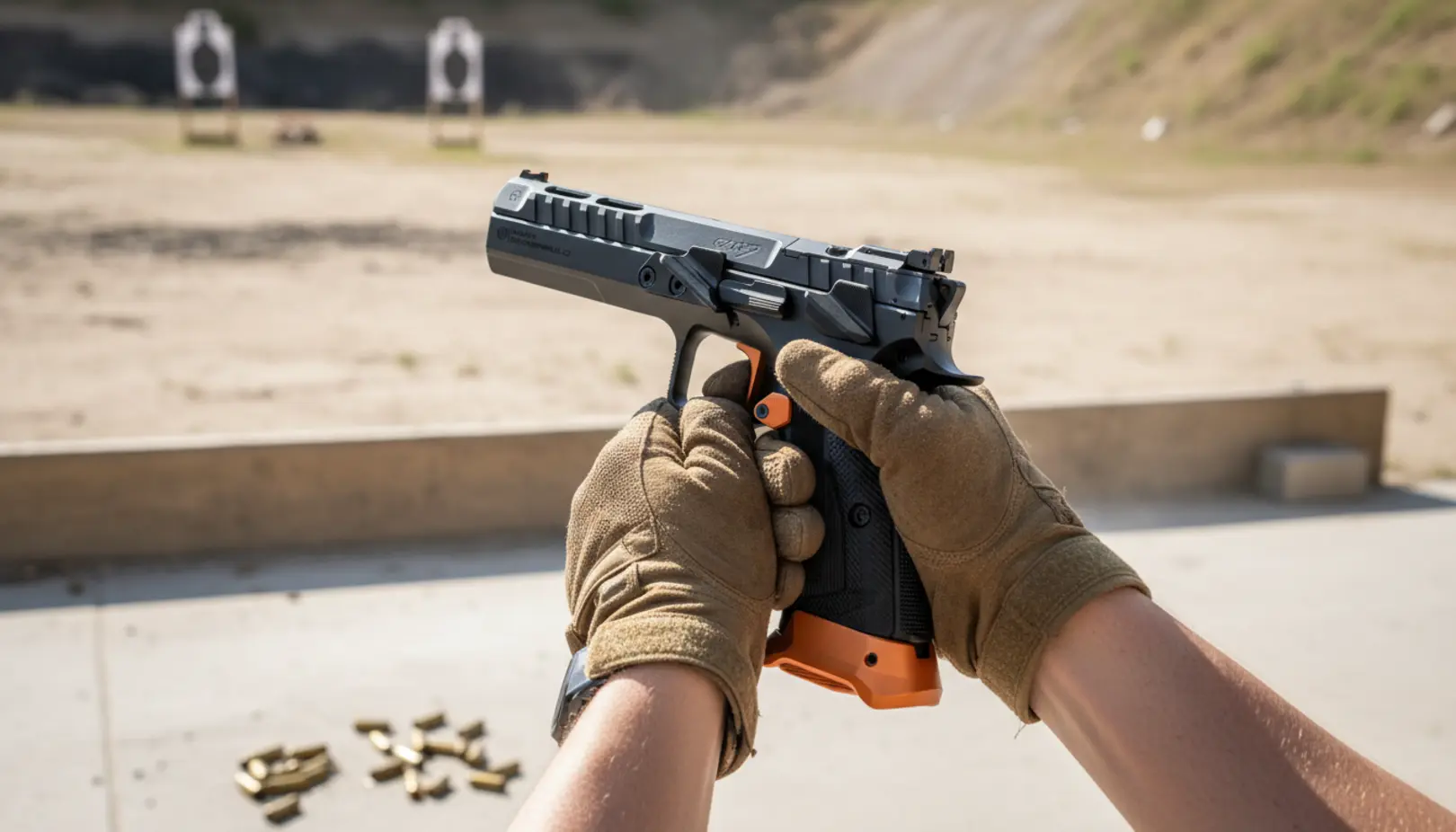 Precyzja CZ TS 3 ORANGE na strzelnicy test recenzja pistolet sportowy