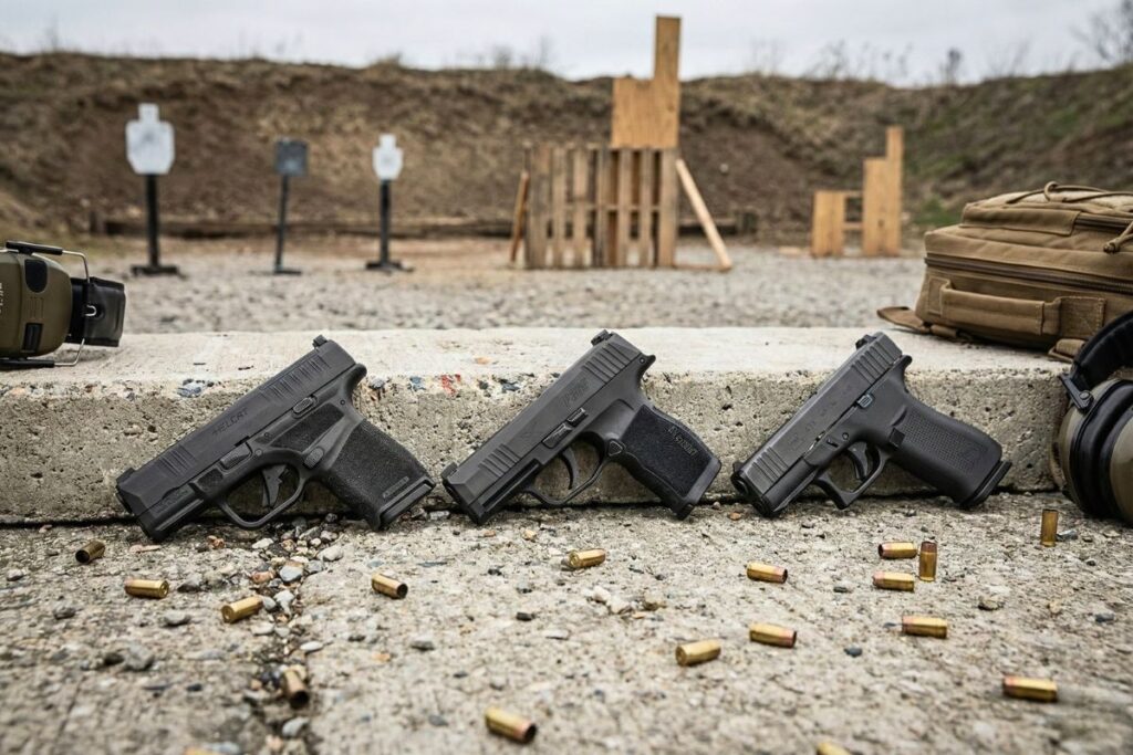 Porównanie Glock 43X, Sig P365 i Springfield Hellcat