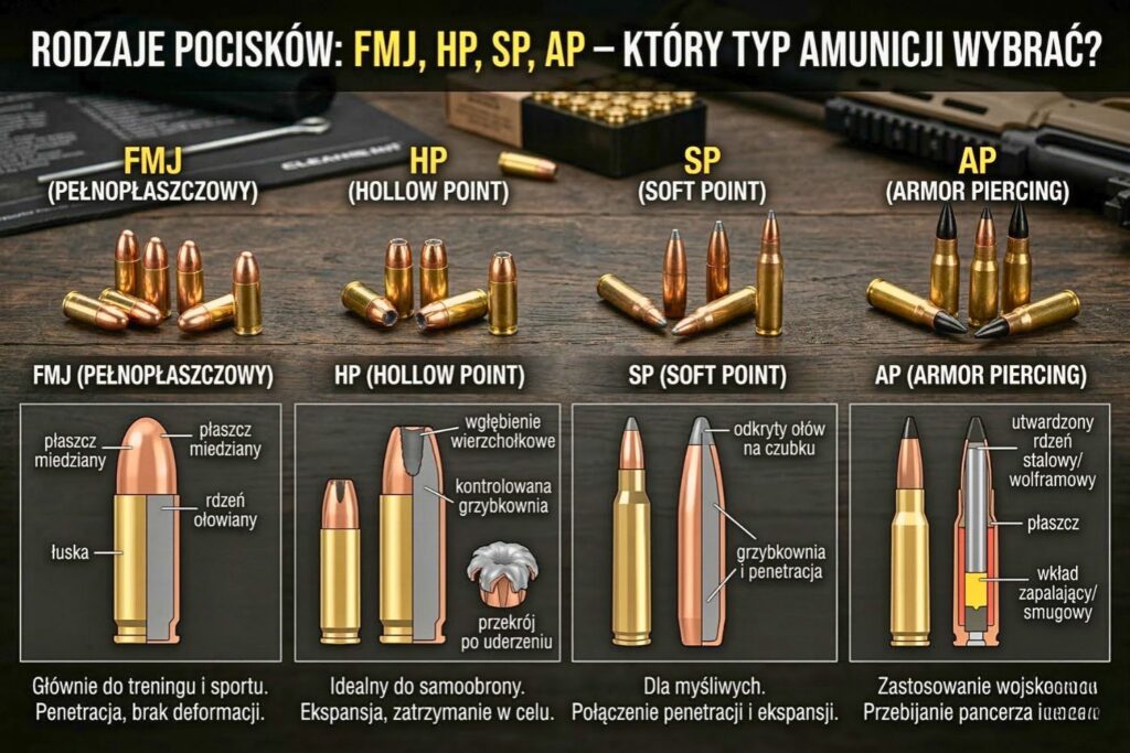 Rodzaje pocisków FMJ, HP, SP, AP – który typ amunicji wybrać