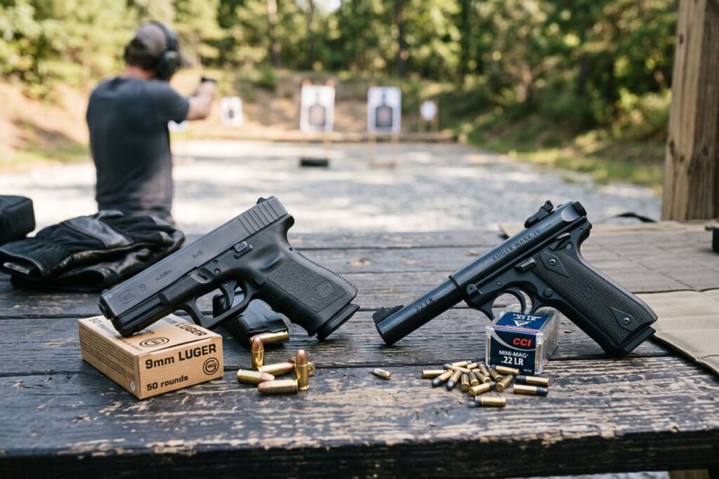 Pistolet 9 mm czy .22 LR Porównanie kosztów, komfortu i zastosowań